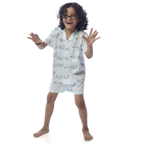 Kid's Pyjama Shirt & Shorts Set - Cycle