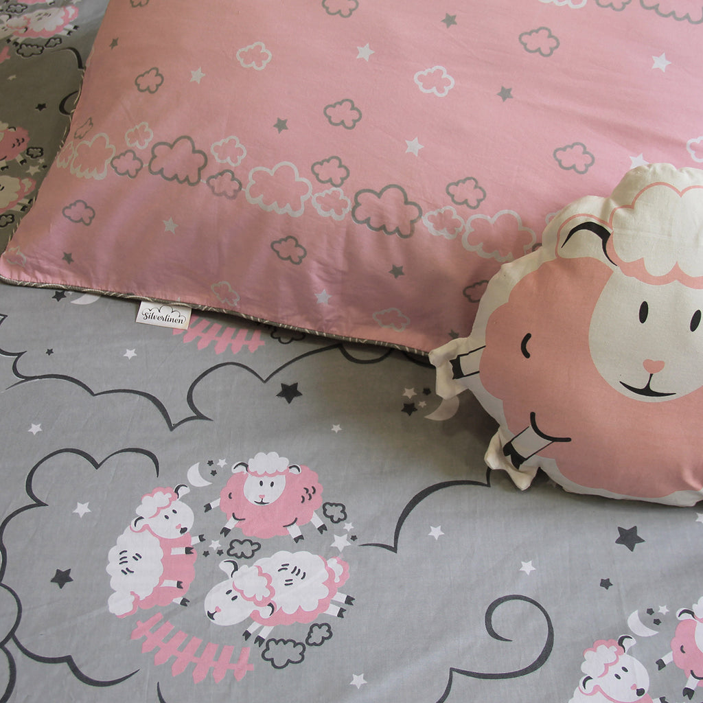 Bedsheet Set - Counting Sheep, Pink - Single/Double Bed Sizes Available