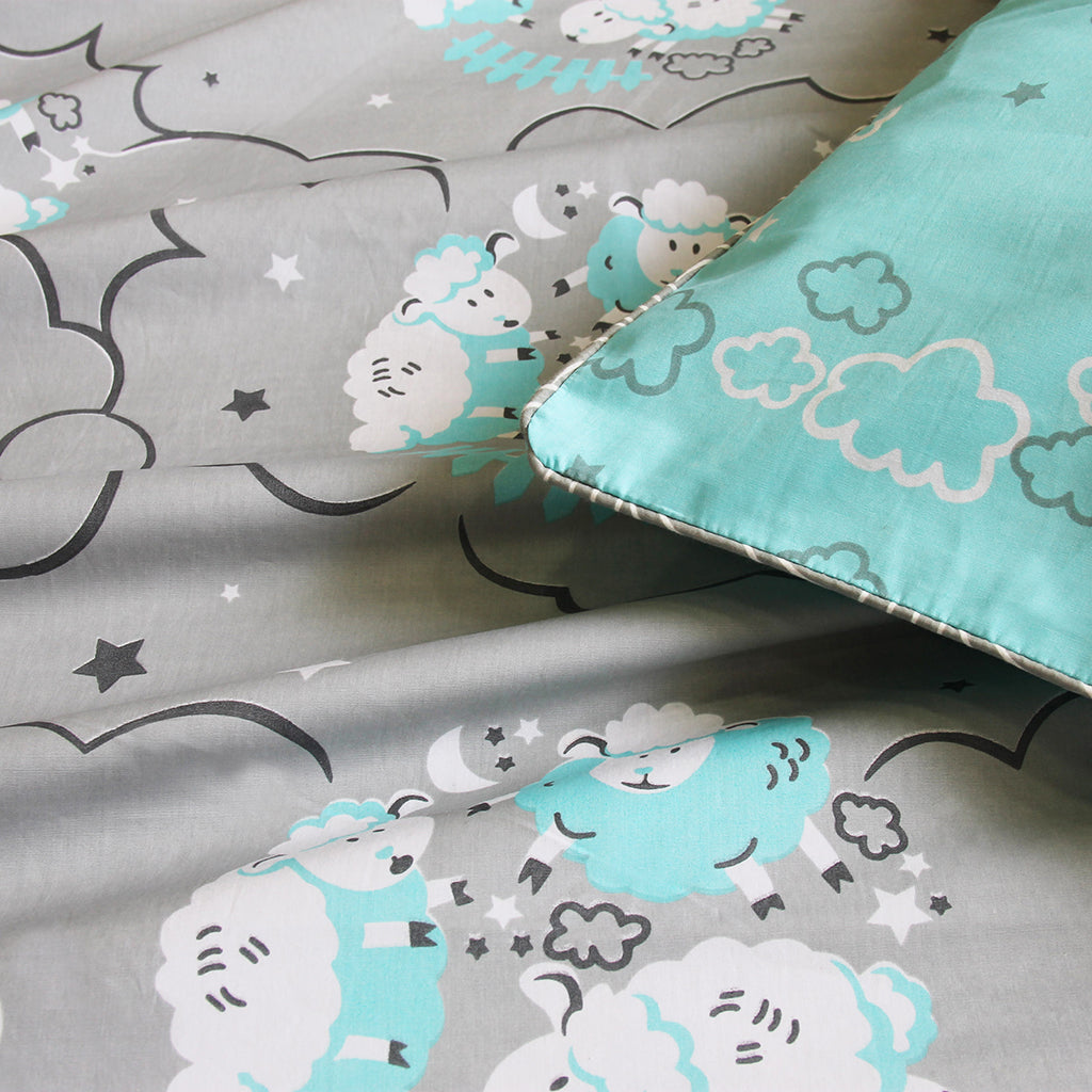 Bedsheet Set - Counting Sheep, Blue - Single/Double Bed Sizes Available