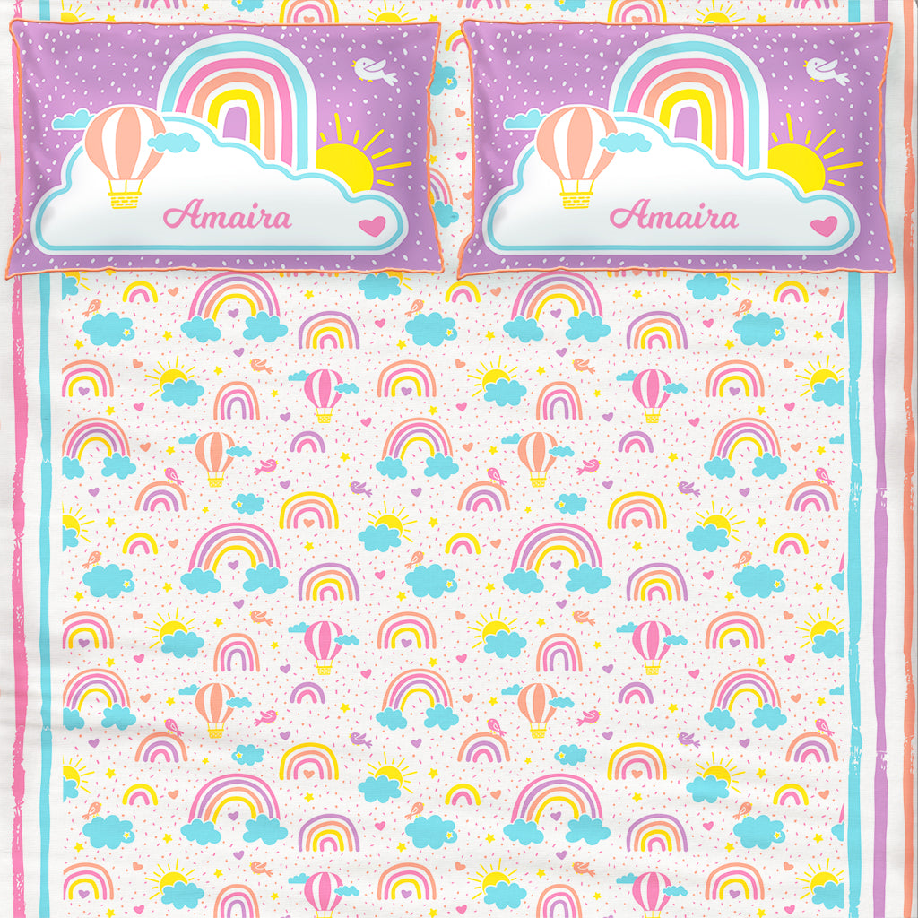 Over The Rainbow Double Bedsheet with Two Pillow Covers Single / Double Bedsheet