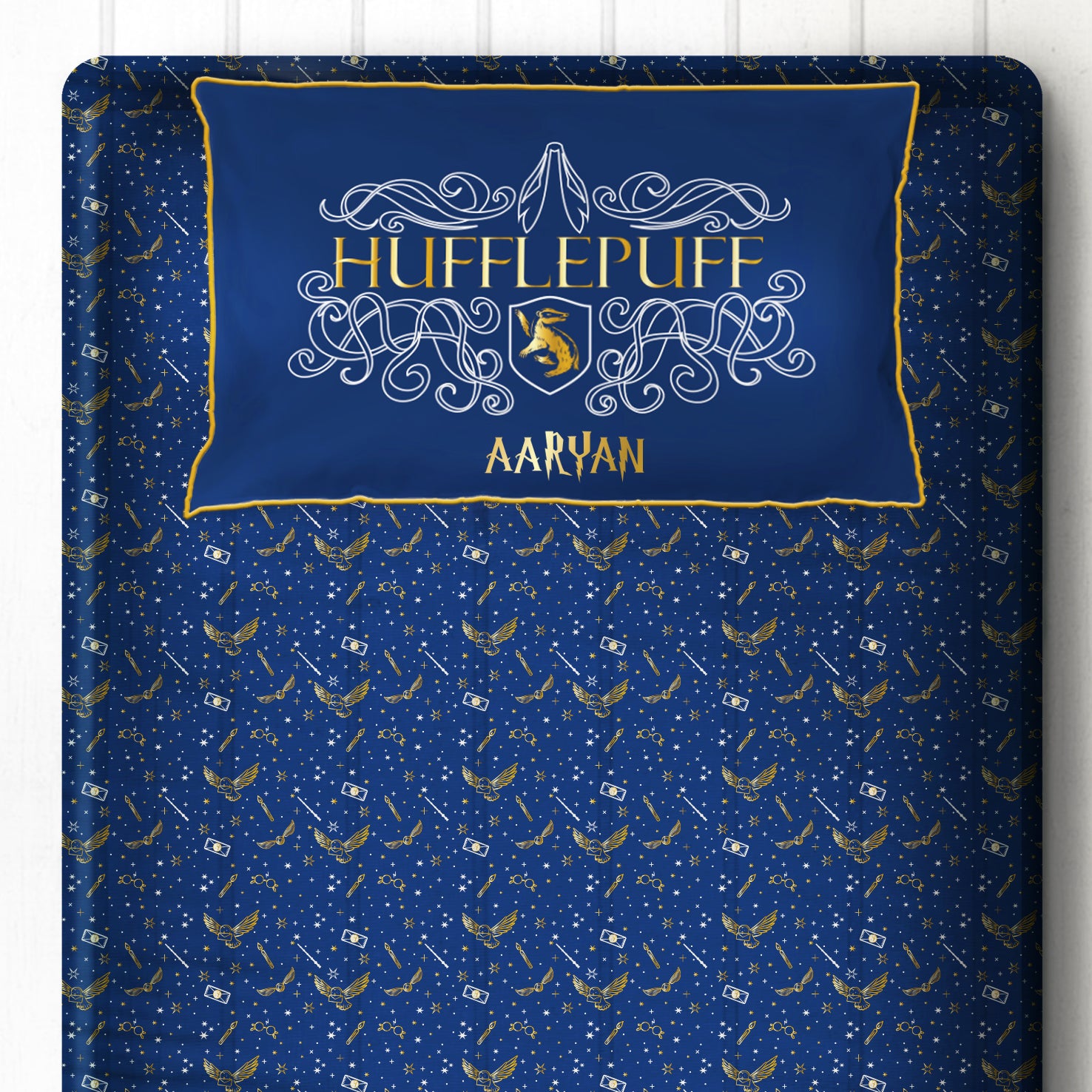 Official Harry Potter Single / Double Bedsheet With Pillow Cover- Hufflepuff