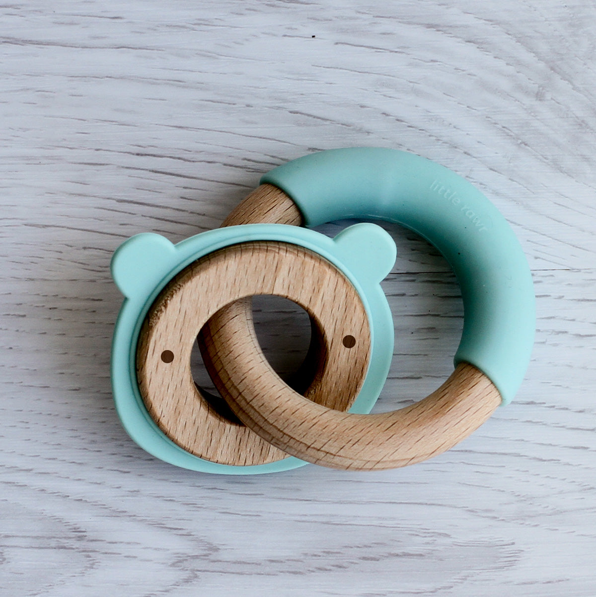 Wood Critter & Ring Teether - Blue