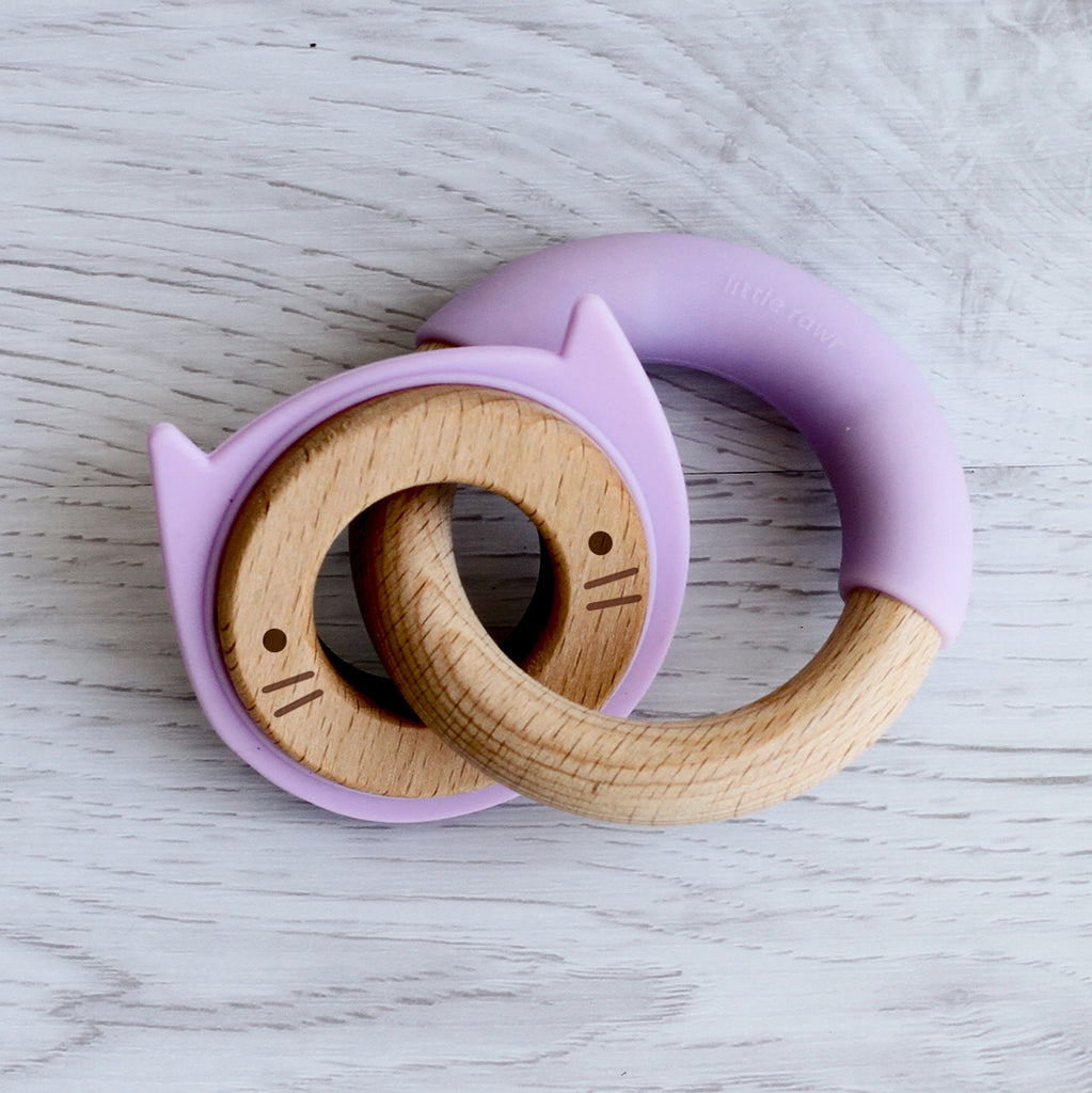 Wood Critter & Ring Teether - Purple