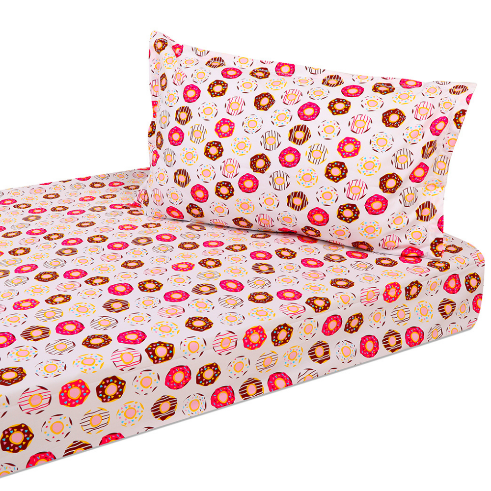 Bedsheet Set - Donut (White) Bedsheet, Single/Double Bed Sizes Available