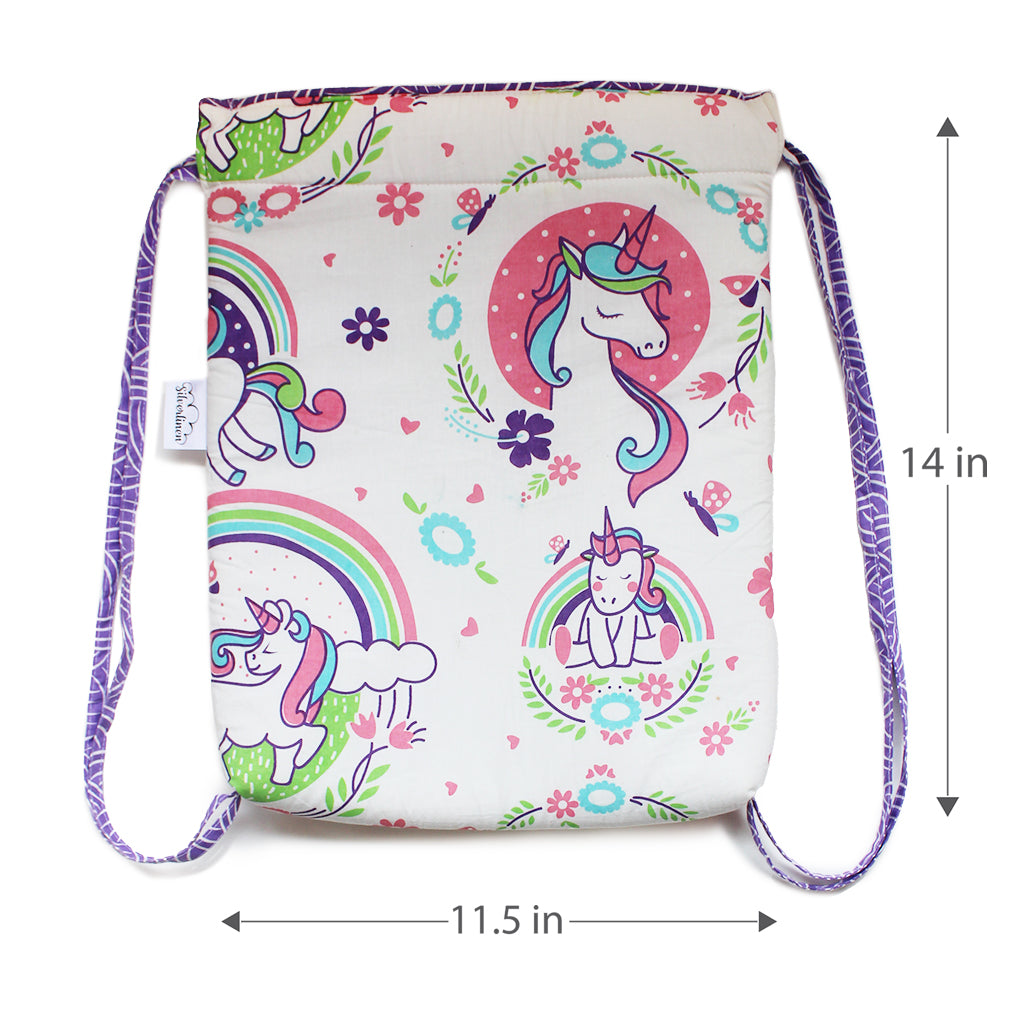 Cotton Drawstring Bag - Unicorn & Rainbows
