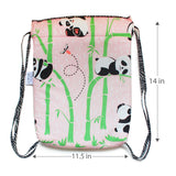 Cotton Drawstring Bag - Panda Village, Pink