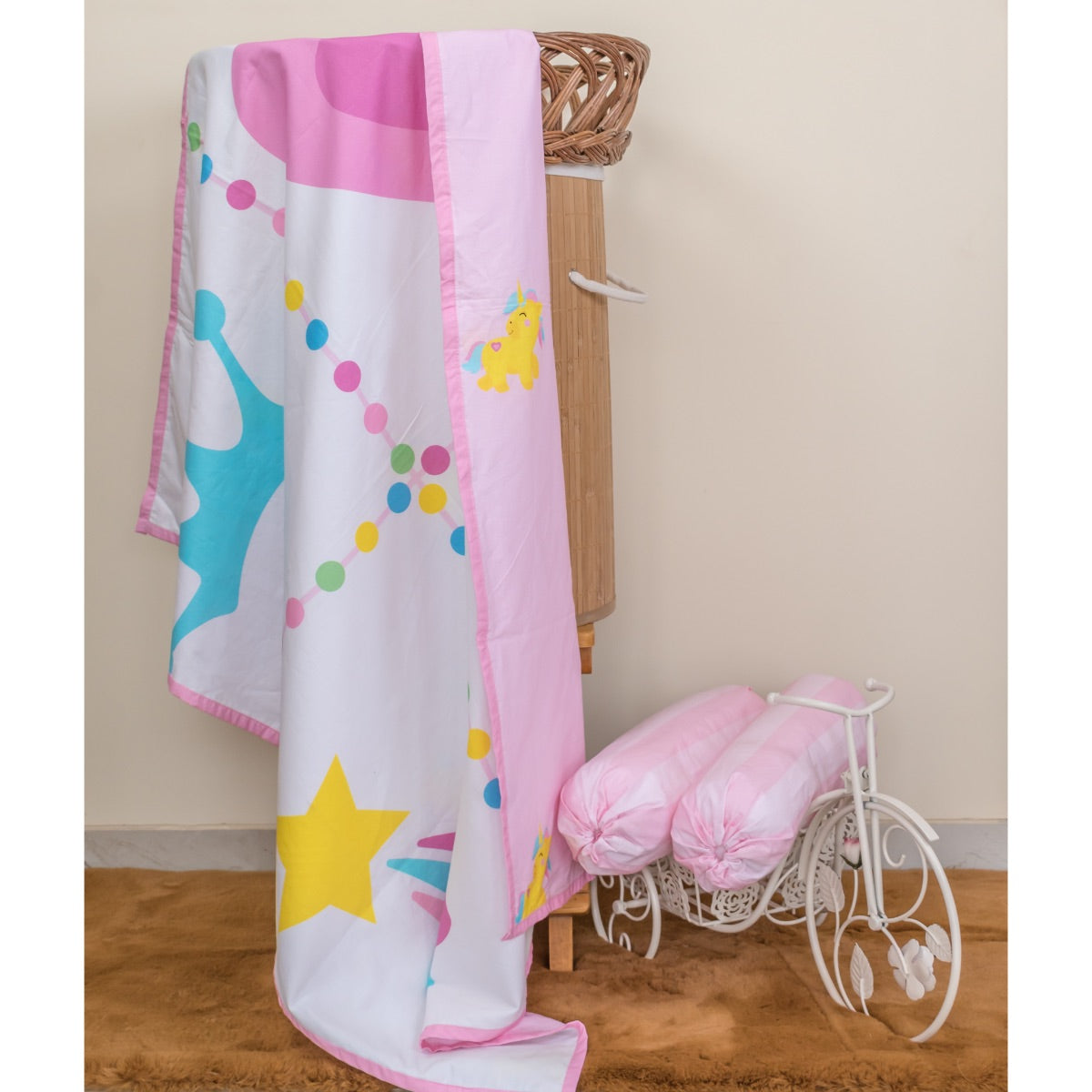 Little By Little Unicorn World Baby Dohar Blanket, Pink