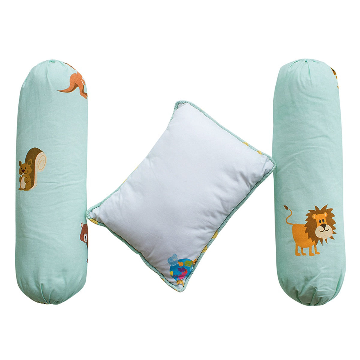 Little By Little Animals Around The World Baby Pillow & Bolster, Mint
