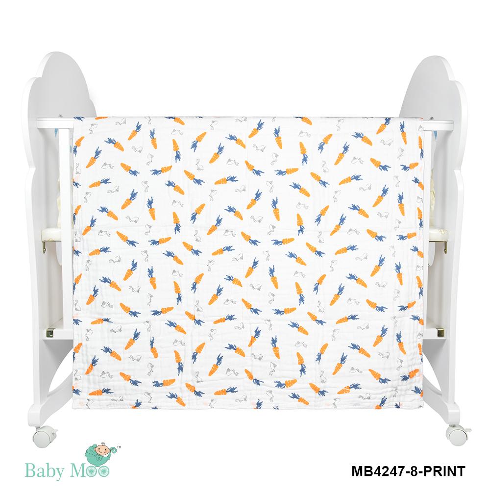 Smart Bunny White Small Print Muslin Blanket