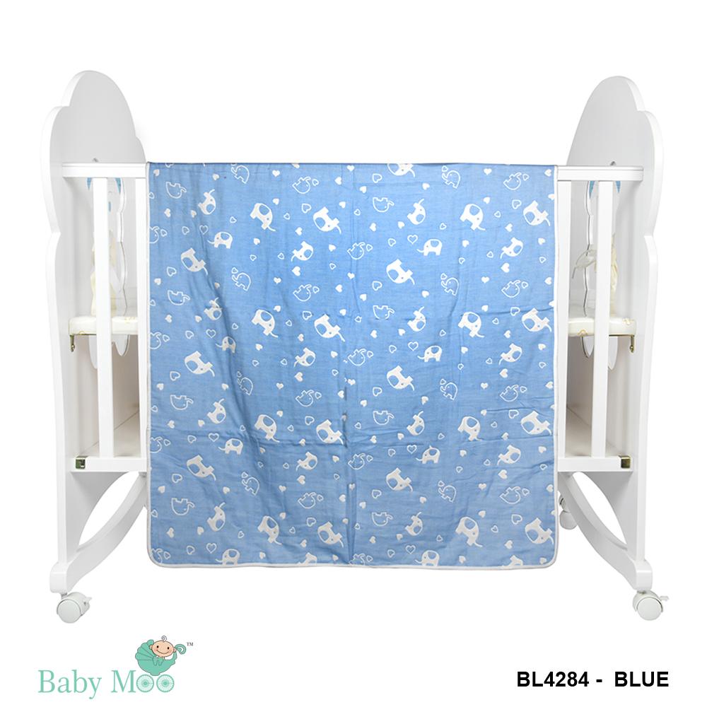 Elephant Blue Embossed Baby XL Muslin Blanket