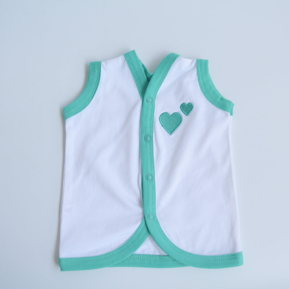 Green Hearts - Doodle Baby Vests (Set of 2)