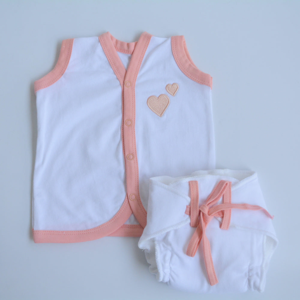 Peach Hearts Babywear Set