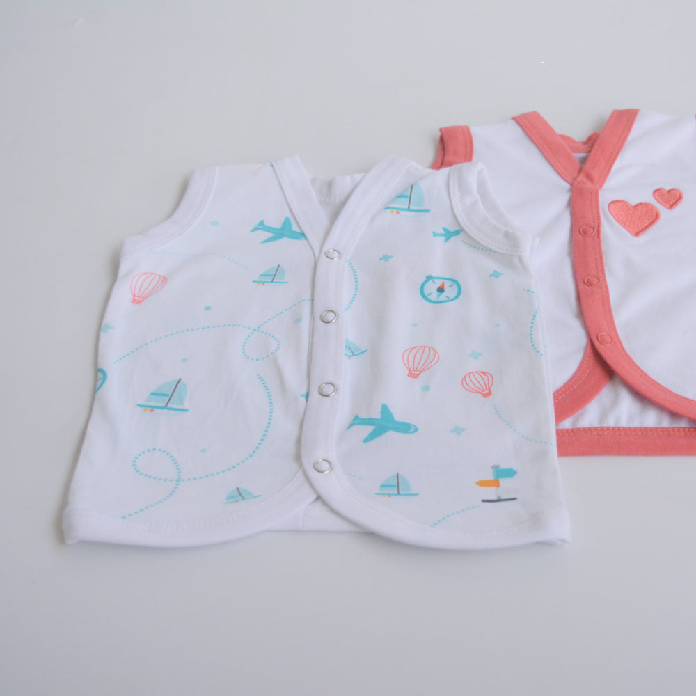 Red Hearts - Doodle Baby Vests (Set of 2)