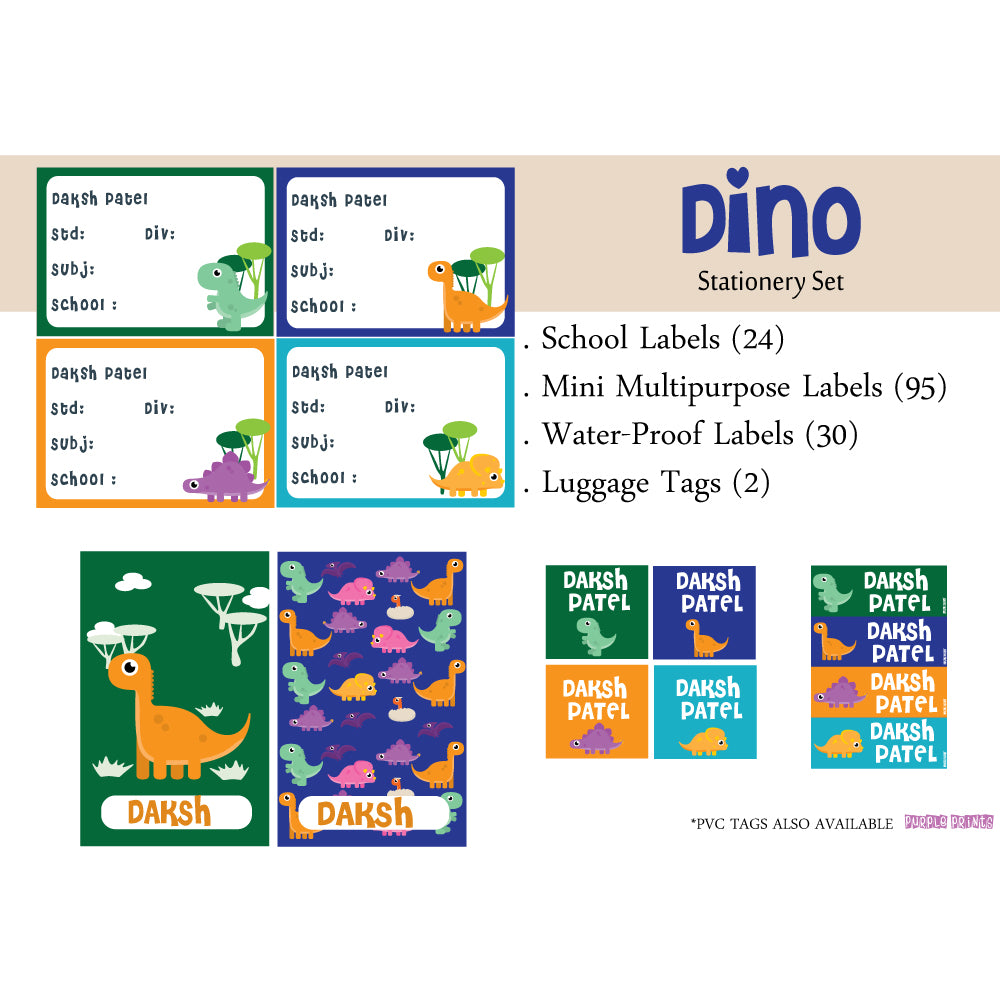 Label Set - Dino, 146 labels and 2 bag tags