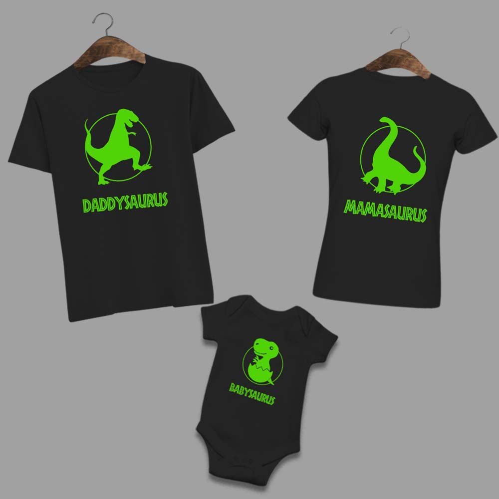 Dinosauraus Matching T-shirt Set of 3 With Baby (Glow In The Dark)