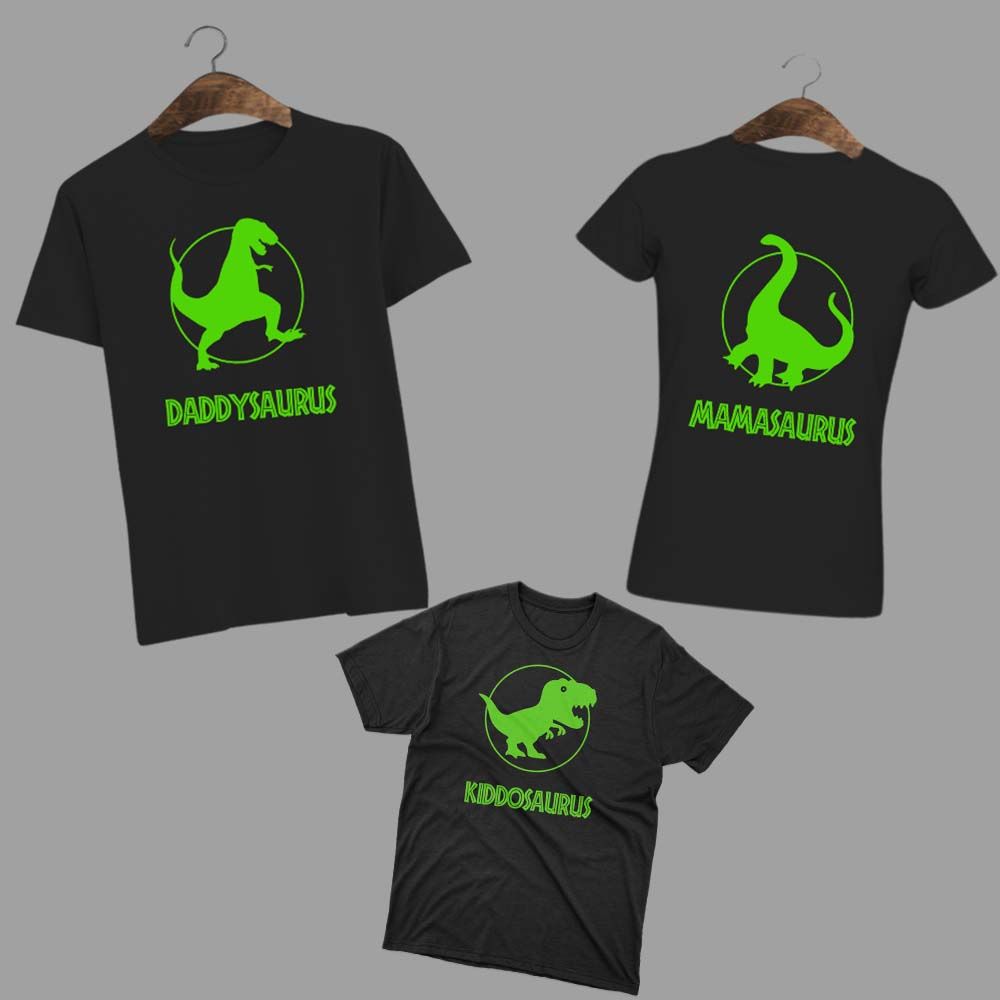 Dinosauraus Matching T-shirt Set Of 3 With Kid  (Glow In The Dark)