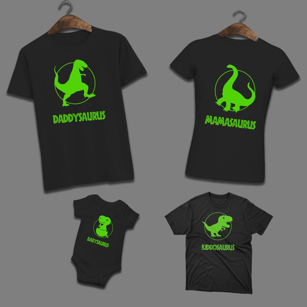 Dinosauraus Matching T-shirt Setof 4 (Glow In The Dark)