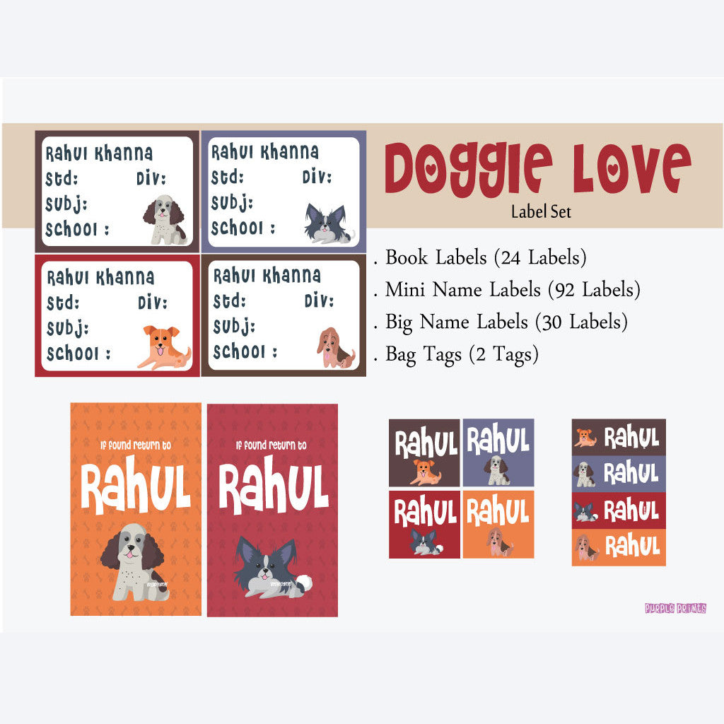 Label Set - Doggie, 146 labels and 2 bag tags