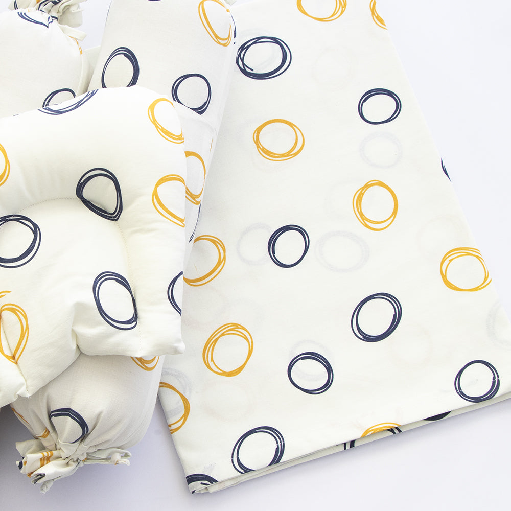 Doodle Circles - Cot Bedsheet Set (Fitted)