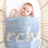 Dream Blue Personalized Organic Cotton Knitted Blanket