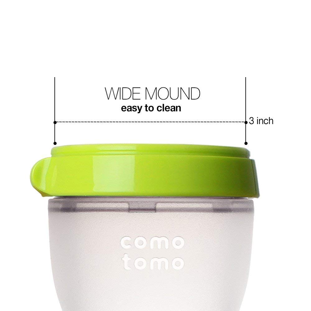 Comotomo Silicone Feeding Bottle 150ml, Green (Twin Pack)