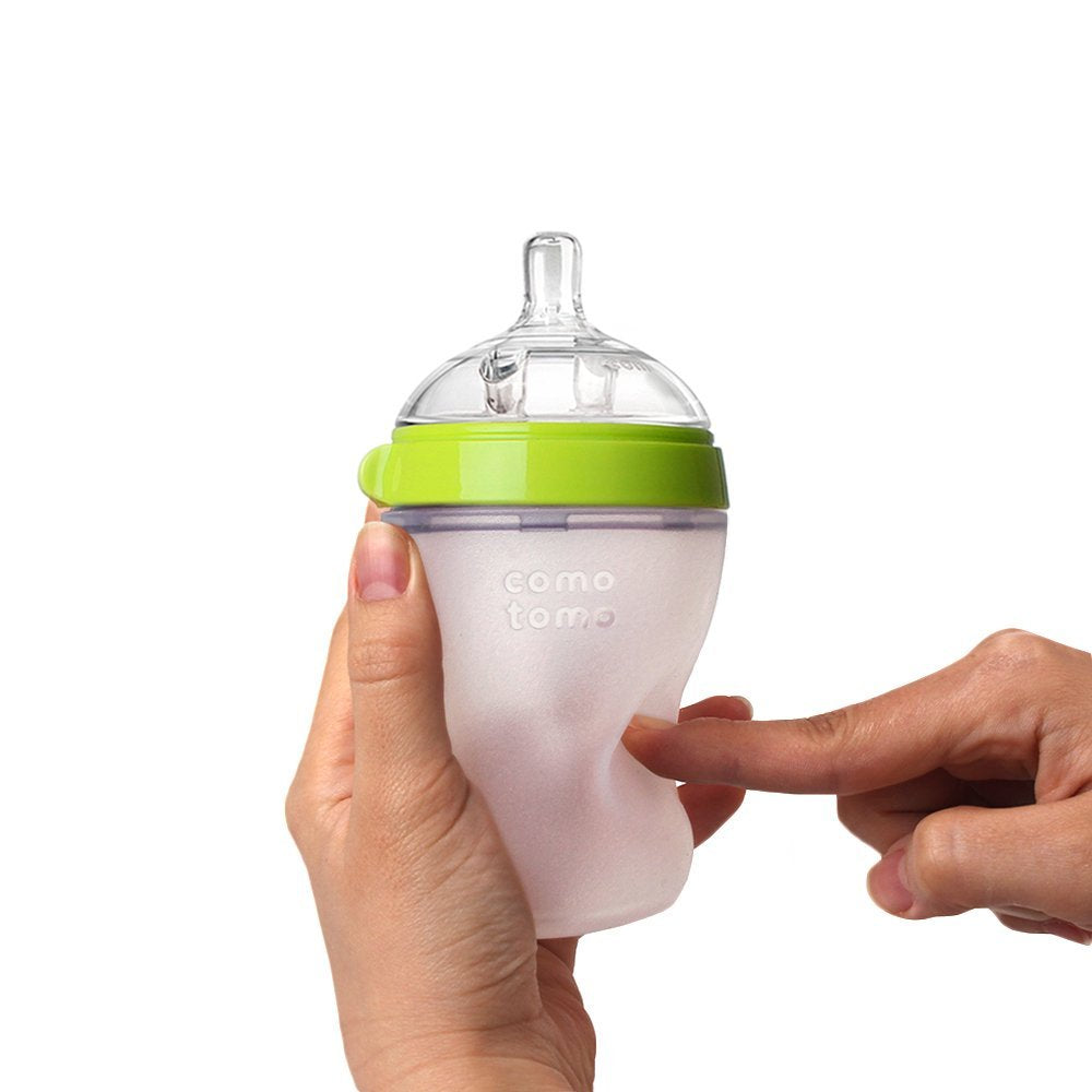 Comotomo Silicone Feeding Bottle 250ml, Green (Twin Pack)