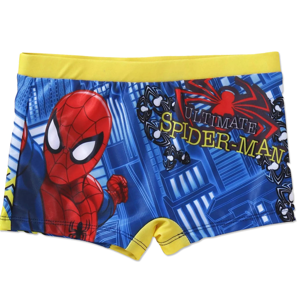 Marvel Boys Spiderman Printed Blue & Yellow Swim Short Swim Trunk