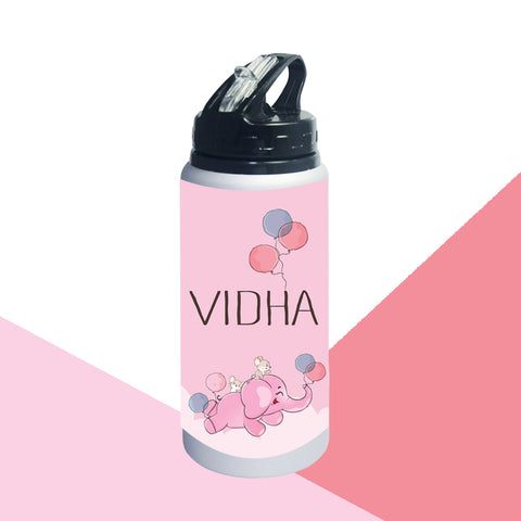 Personalised Sipper Bottle- Elephant - Pink