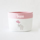 Personalized Storage Basket - Ellie Theme - Pink  Small, Medium