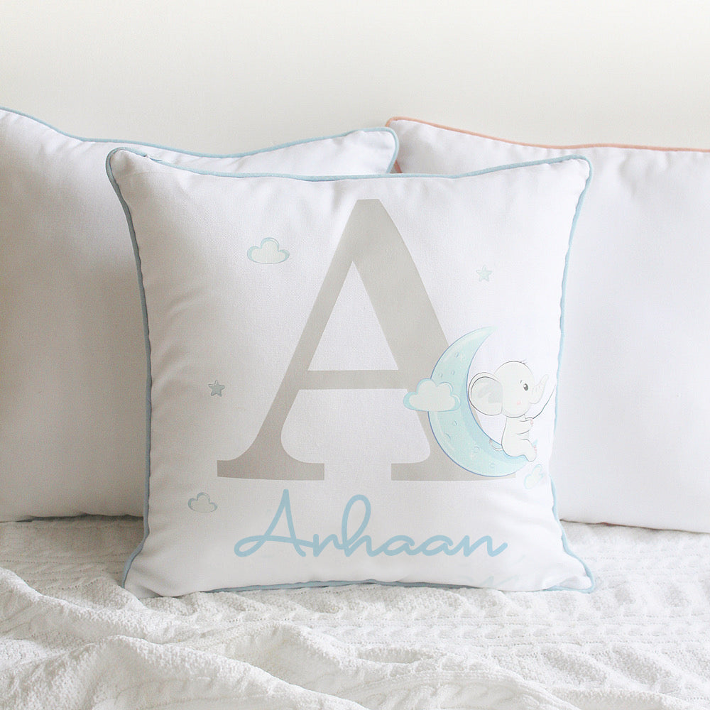 Personalised Ellie Initial Cushion - Blue