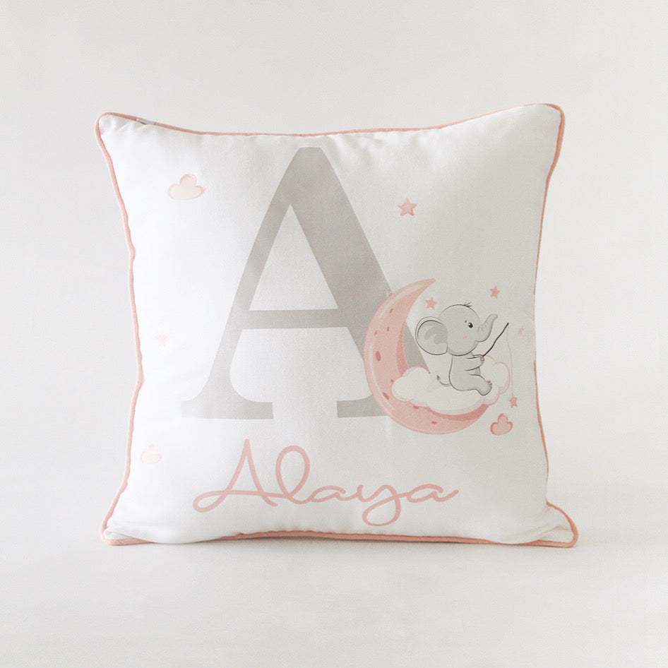 Personalised Ellie Initial Cushion - Pink