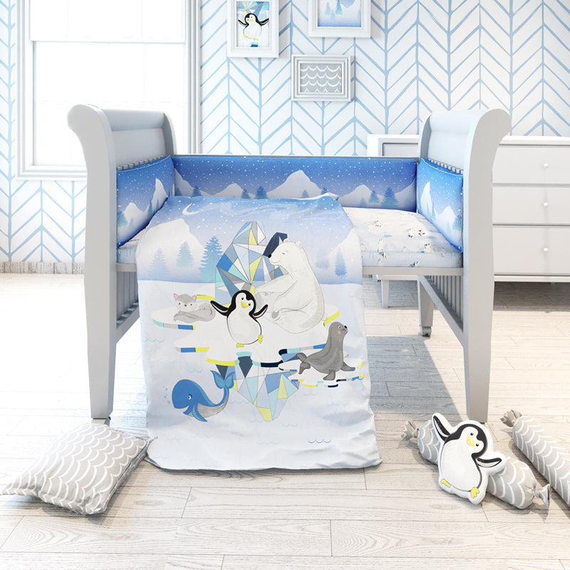 Fancy Fluff 7 Piece Organic Baby Cot Bedding Set - Arctic