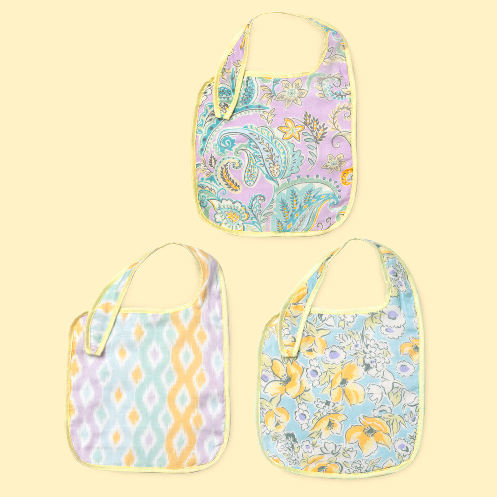 Fancy Fluff Pack Of 3 Bamboo Muslin Bibs - Delilah