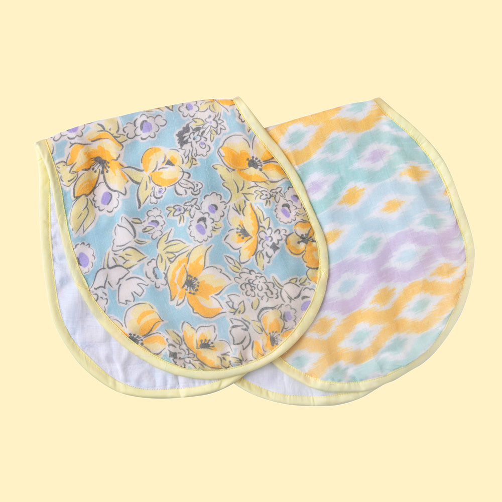 Fancy Fluff Pack of 2 Bamboo Muslin Burp Cloths - Delilah