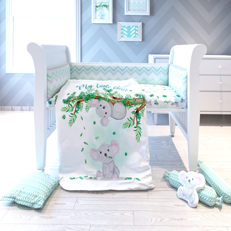 Fancy Fluff 7 Piece Organic Baby Cot Bedding Set - Koala