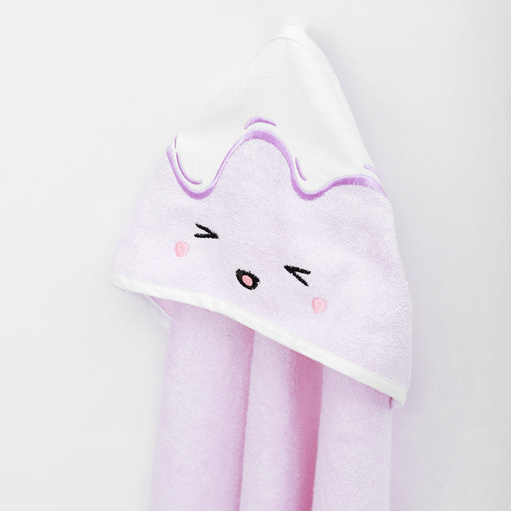 Fancy Fluff Bamboo Cotton  Hooded Towel - Lavender Sundae