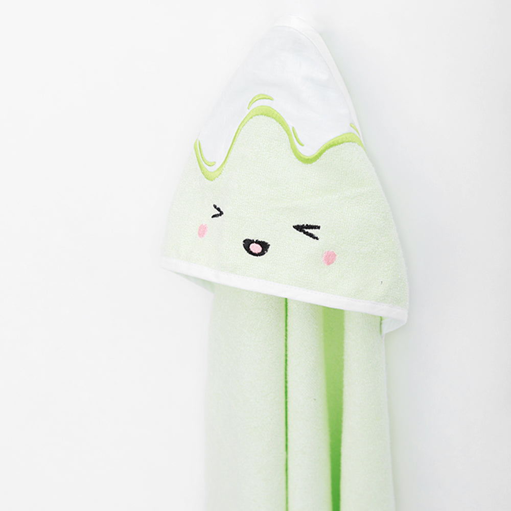 Fancy Fluff Bamboo Cotton Hooded Towel - Minty Sundae