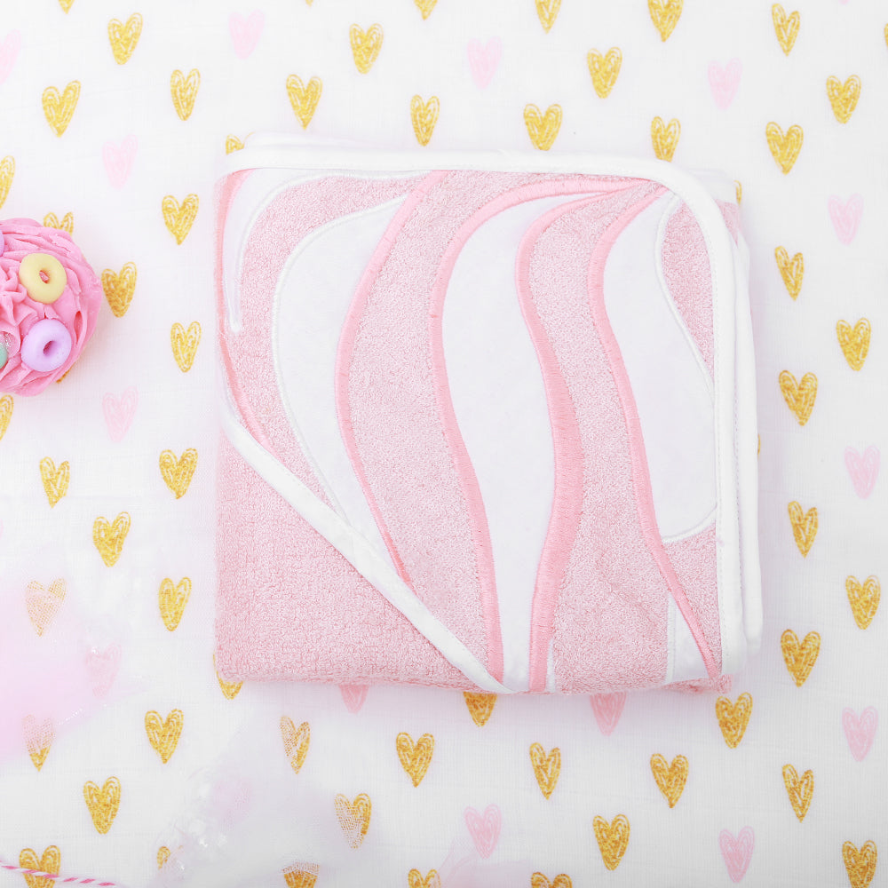 Fancy Fluff Bamboo Cotton Hooded Towel - Strawberry Swirl