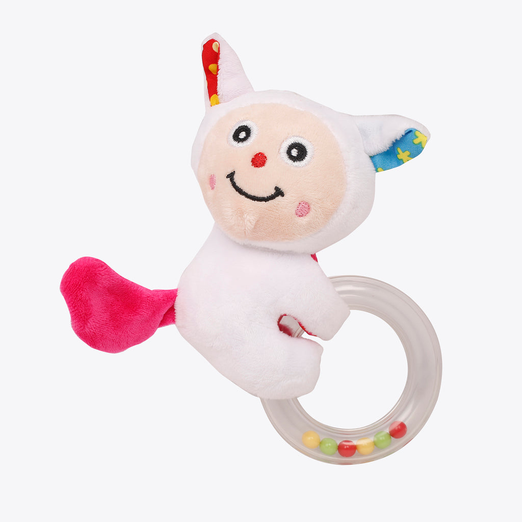Baby Moo Cuddle Cat White Rattle