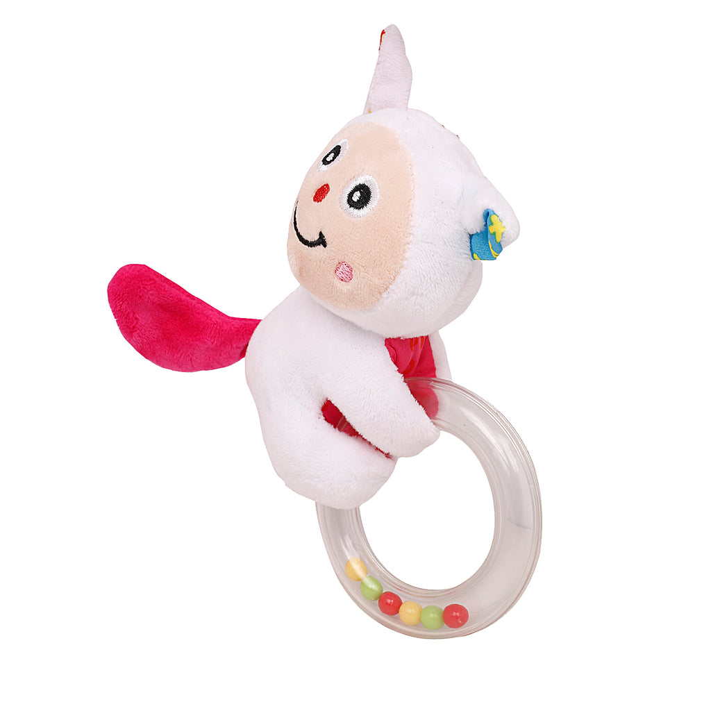 Baby Moo Cuddle Cat White Rattle