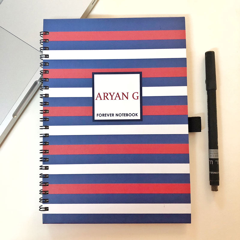 Personalised "Forever" Reusable Notebook - Primary Stripes