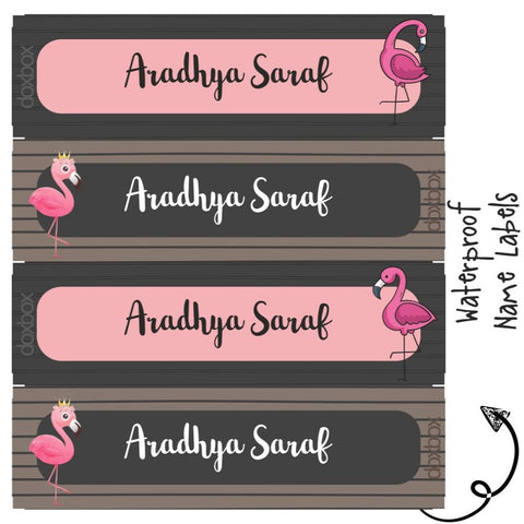 Personalised Water Proof Labels - Flamingo