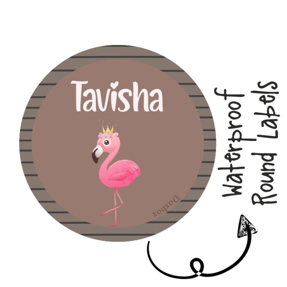 Round Waterproof Labels -Flamingo Stripes