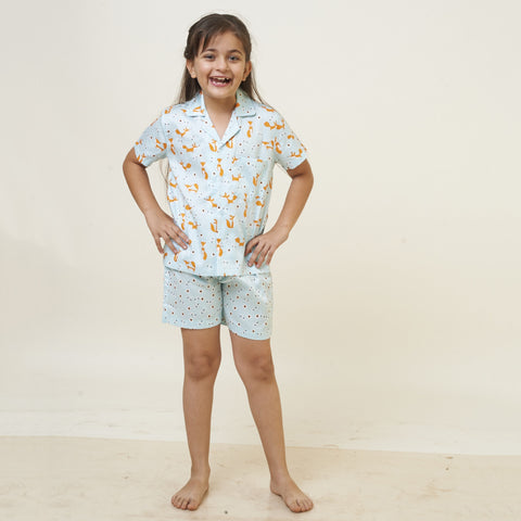 Kid's Pyjama Shirt & Shorts Set - Fox