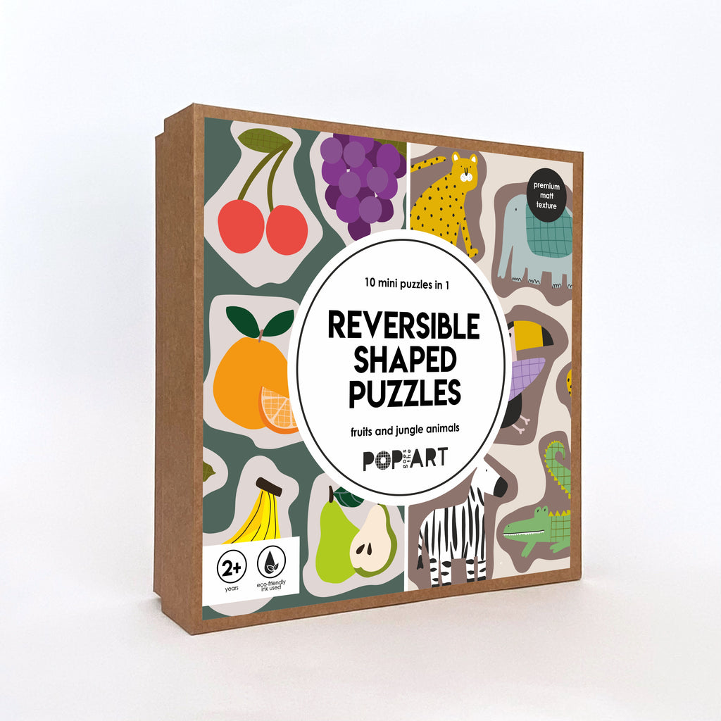 Reversible Shaped Puzzle | Fruits & Jungle Animals