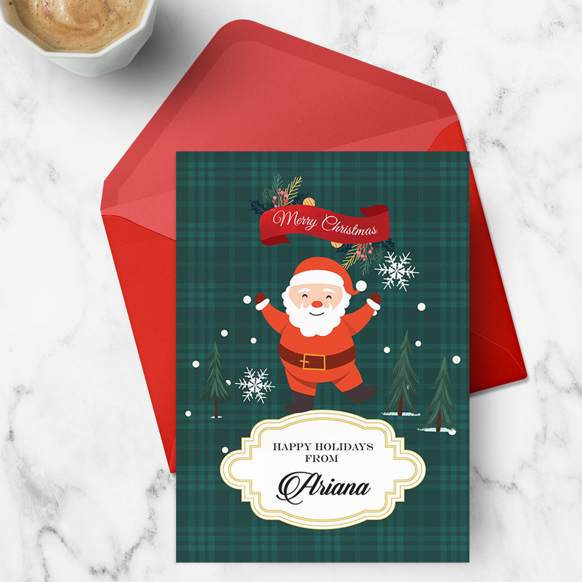 Personalised Merry Santa Greeting Card