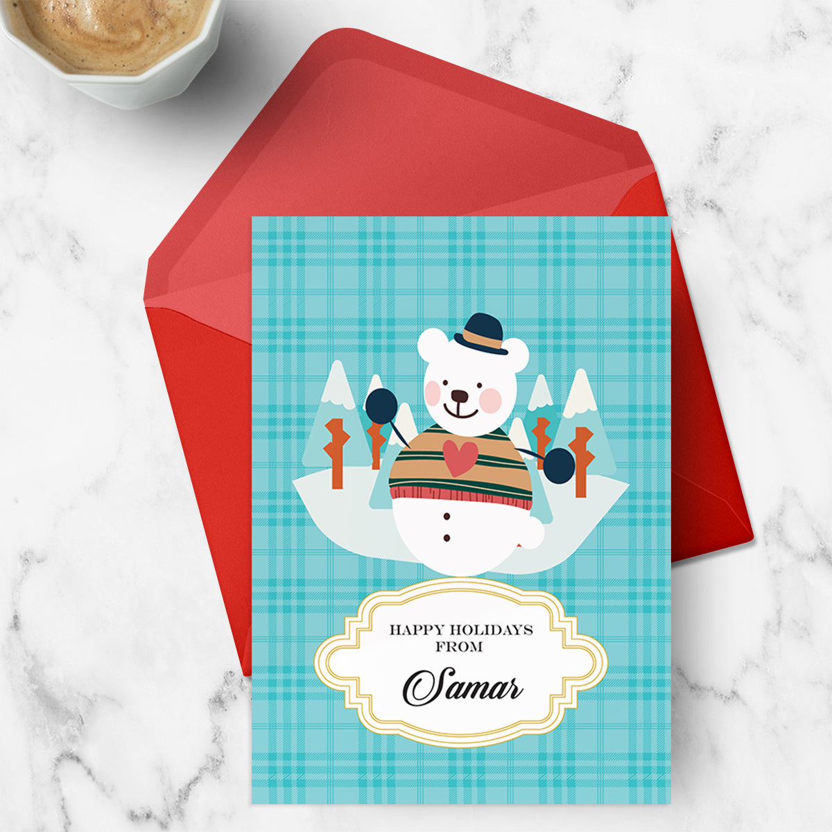 Personalised Mr. Snowy Greeting Card