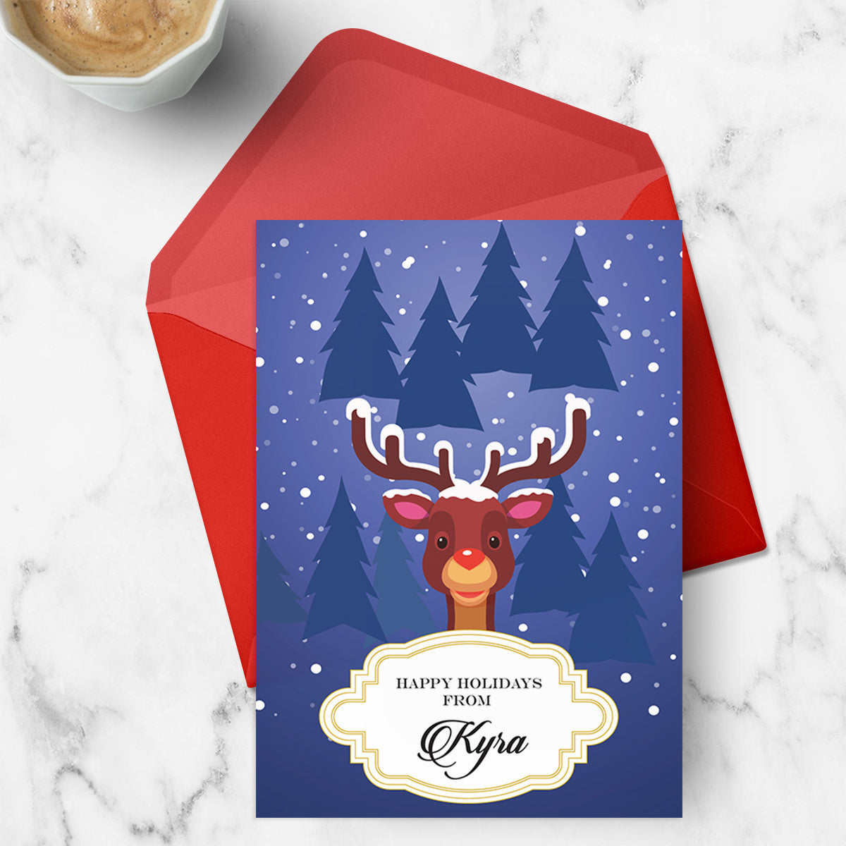 Personalised Rudolph The Red-Nosed Greeting Card