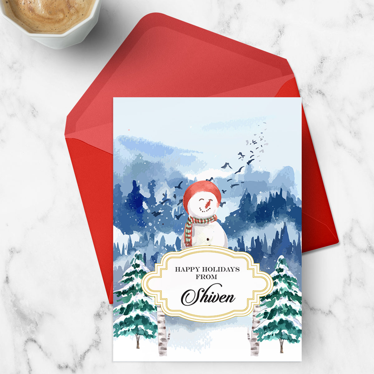 Personalised Snowman Land Greeting Card