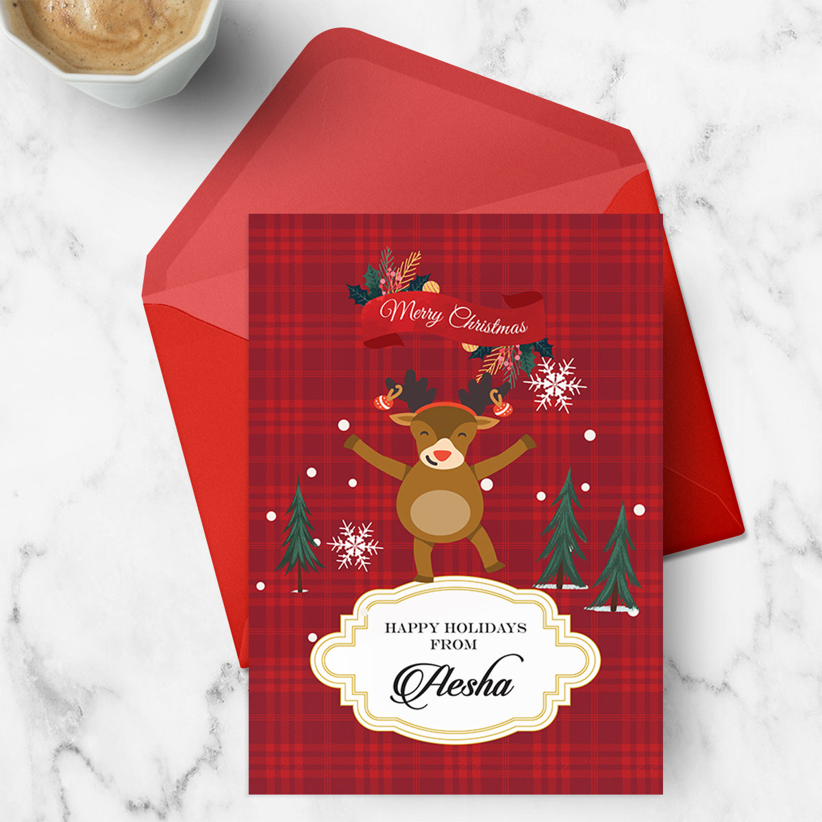 Personalised Dancing Rudolph Greeting Card